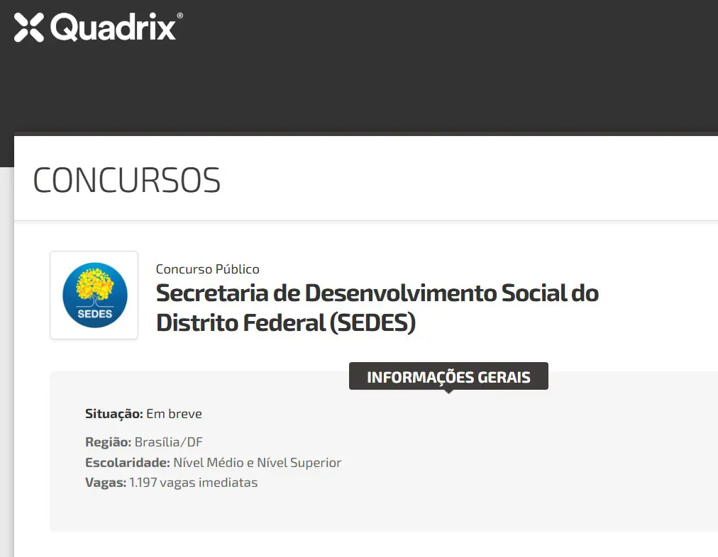 Instituto Quadrix aplica a prova do concurso Sedes-DF 2026
