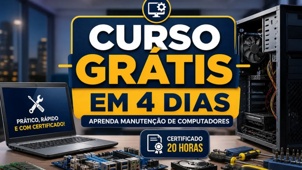 Jovem em curso noturno dias noturnos campo grande manutenção computadores certificado